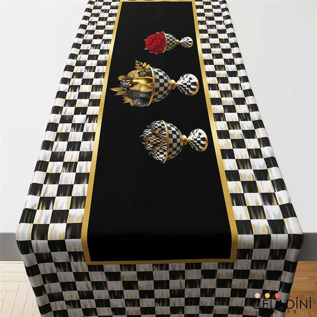 Rose Serisi Damalı Runner Kumaşı Model-6