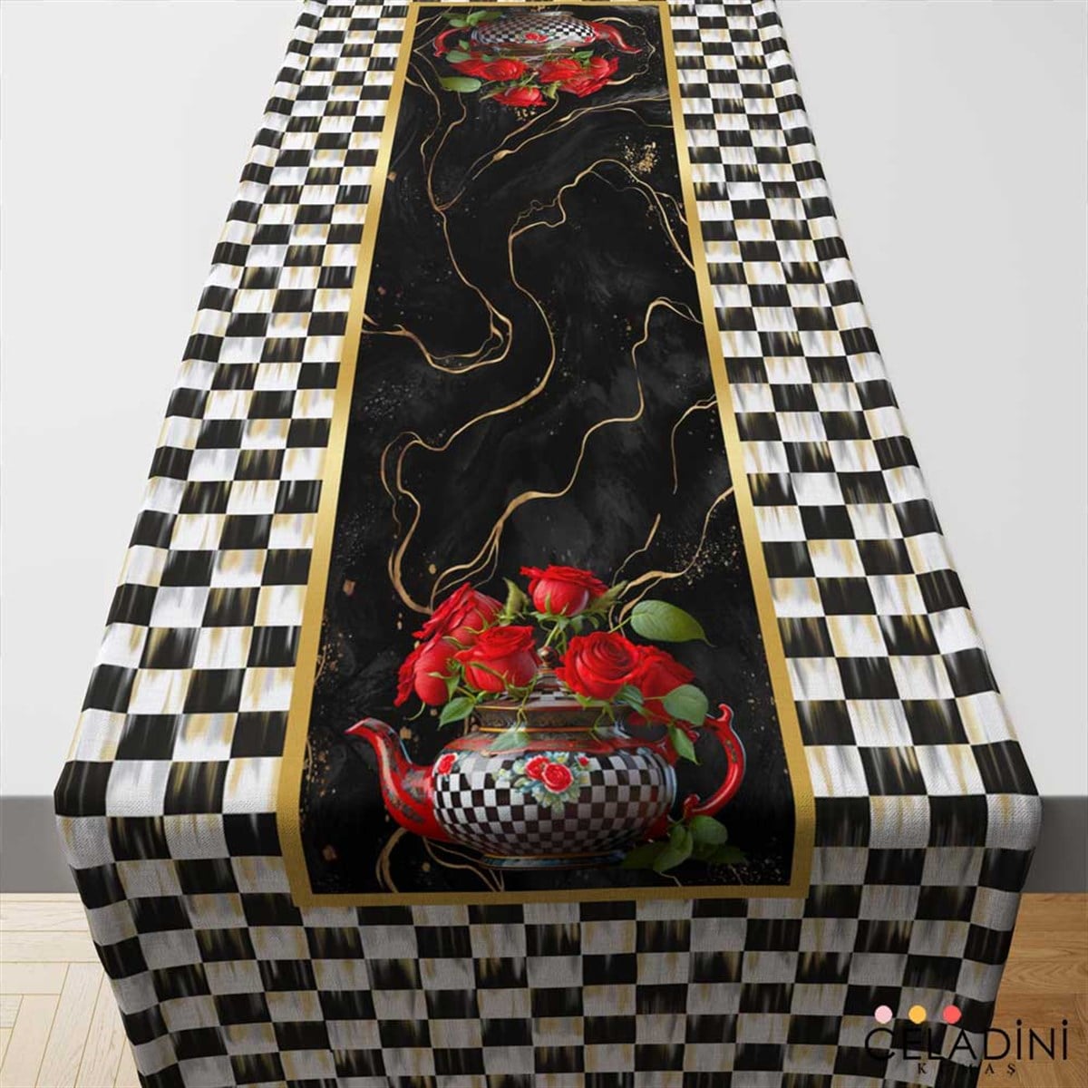 Rose Serisi Damalı Runner Kumaşı Model-1