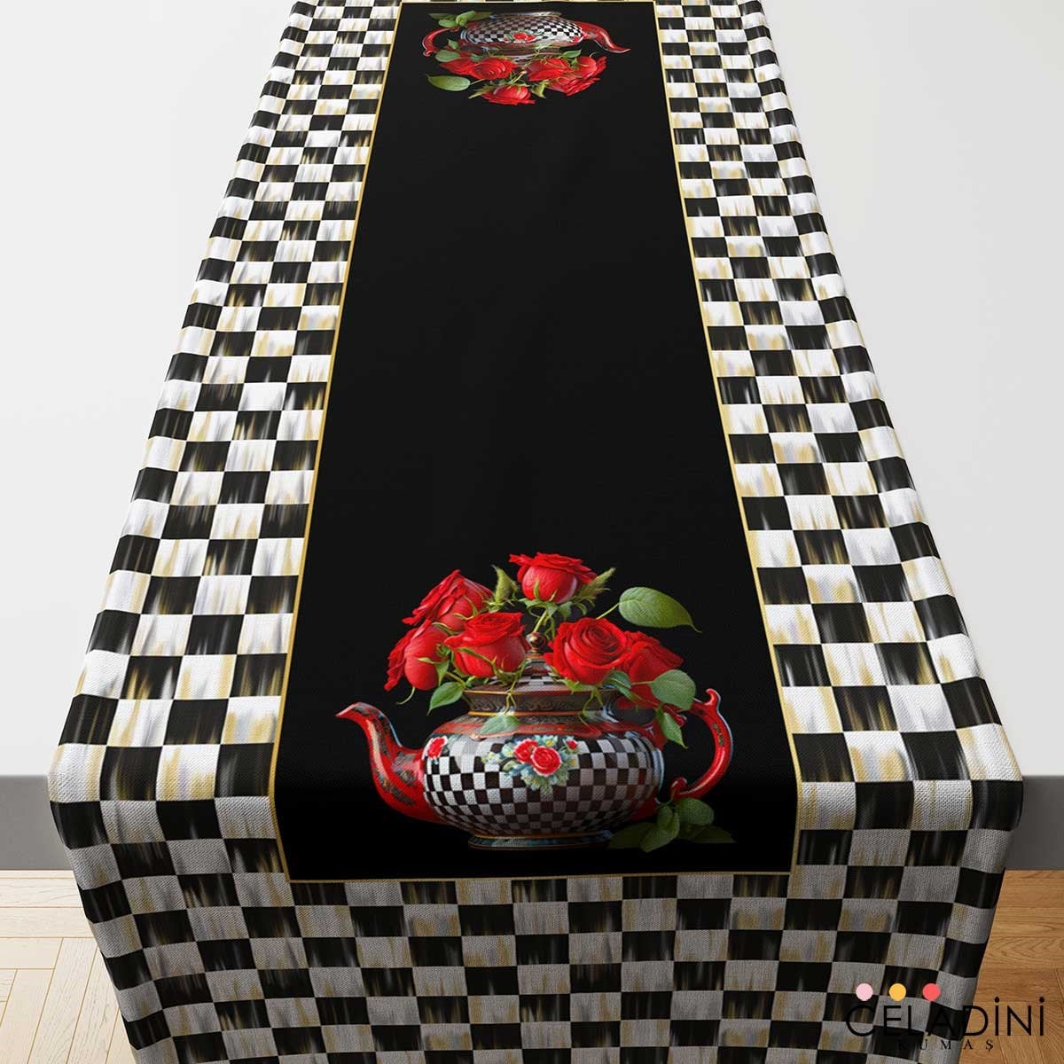 Rose Serisi Damalı Runner Kumaşı Model-2