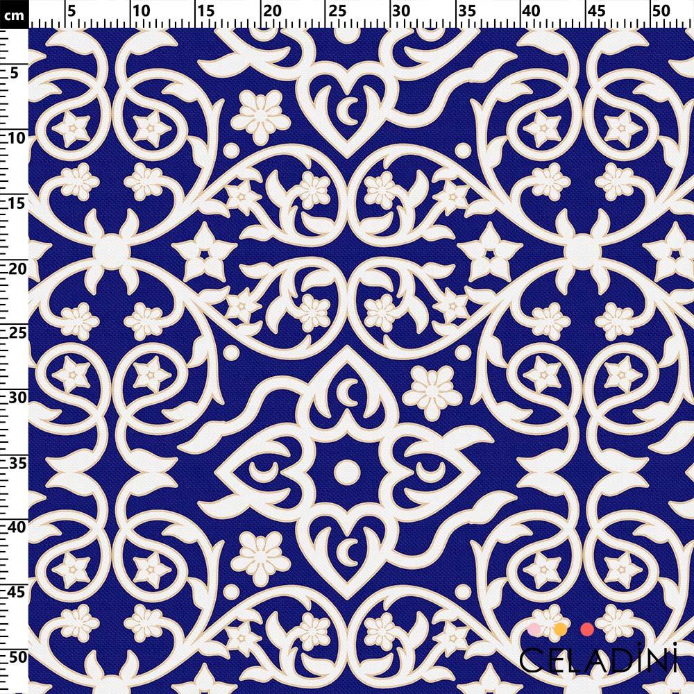 Saray Motifli Ramazan Serisi Kumaş Lacivert