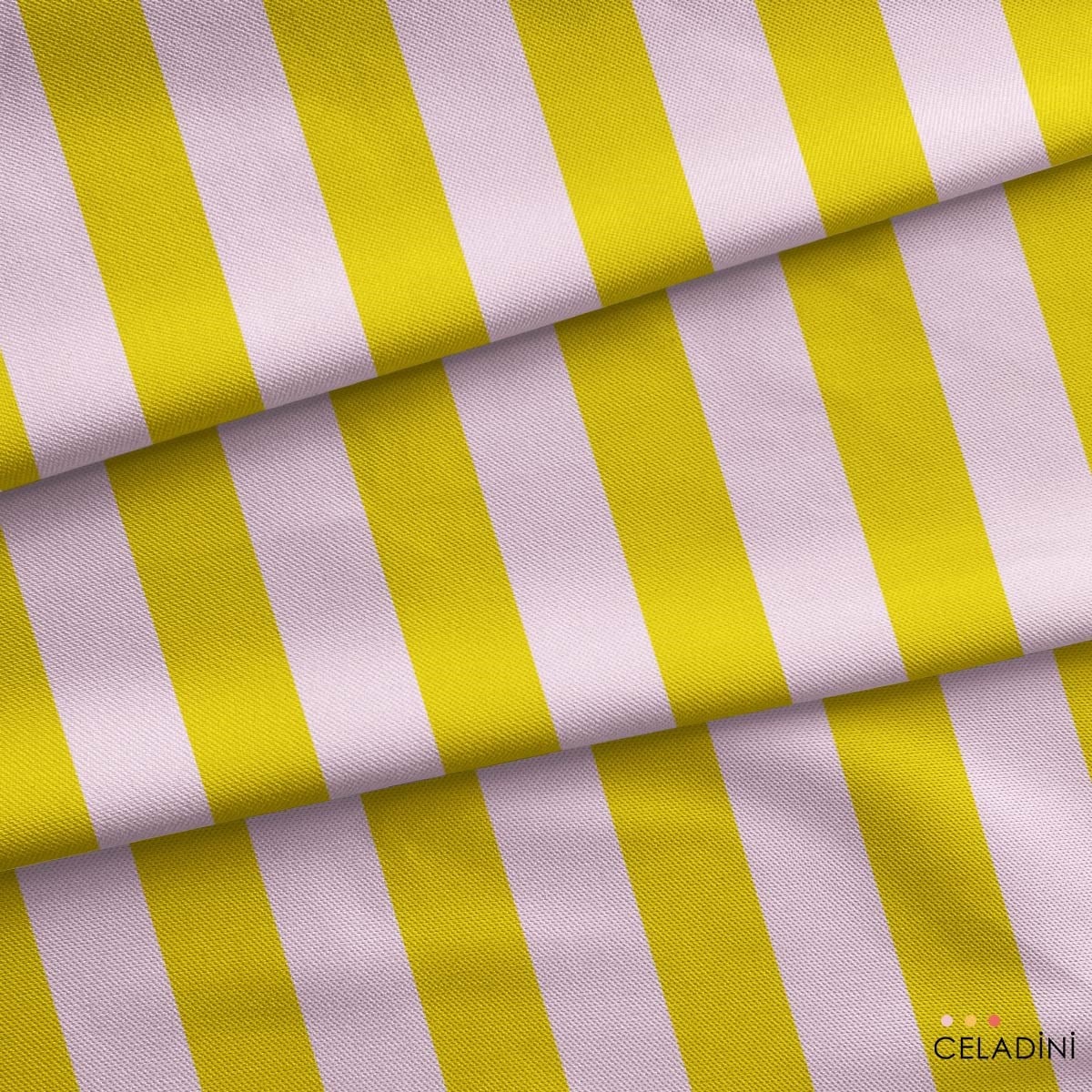 Sarı / Açık Pembe 5x5 cm Çizgili Kumaş