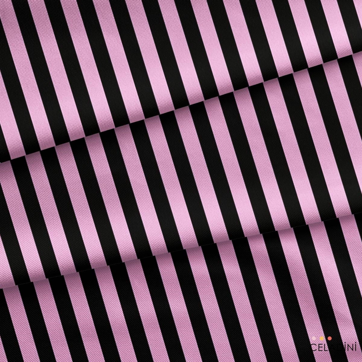 Siyah / Pembe 2x2 cm Çizgili Kumaş