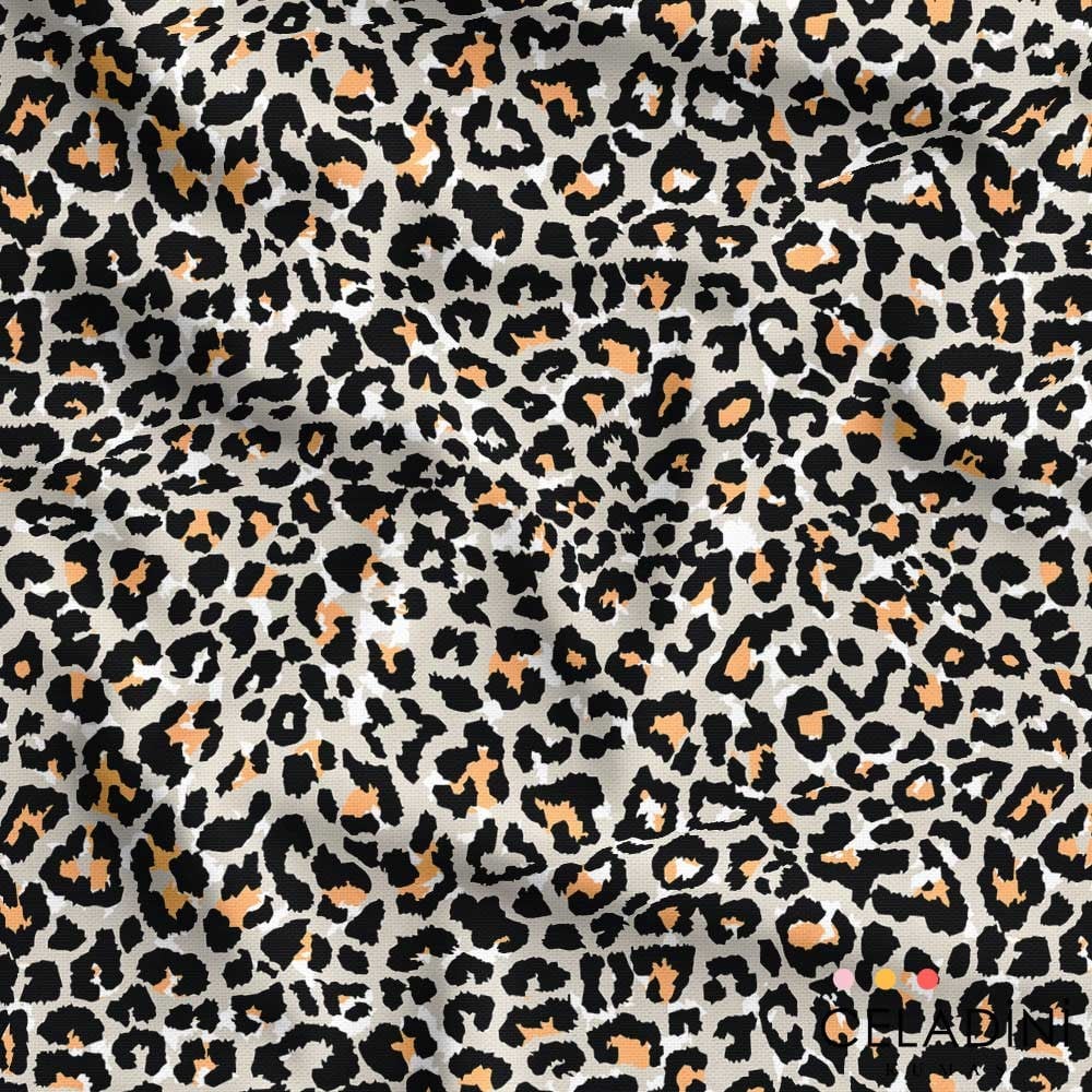 Taba Gri Leopar Desenli Kumaş