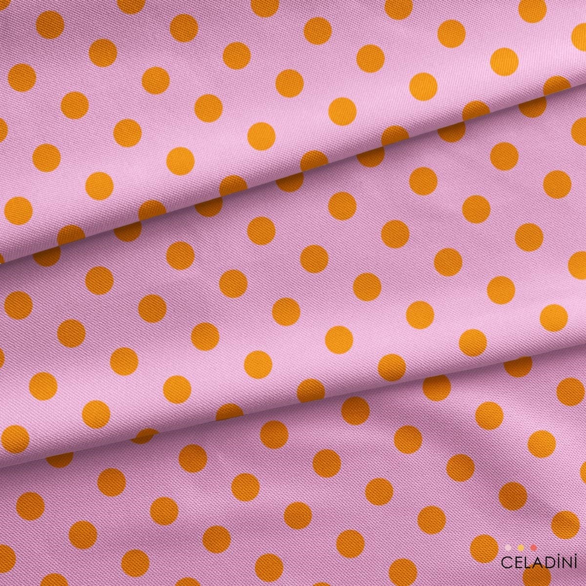 Turuncu / Pembe Puantiyeli Kumaş