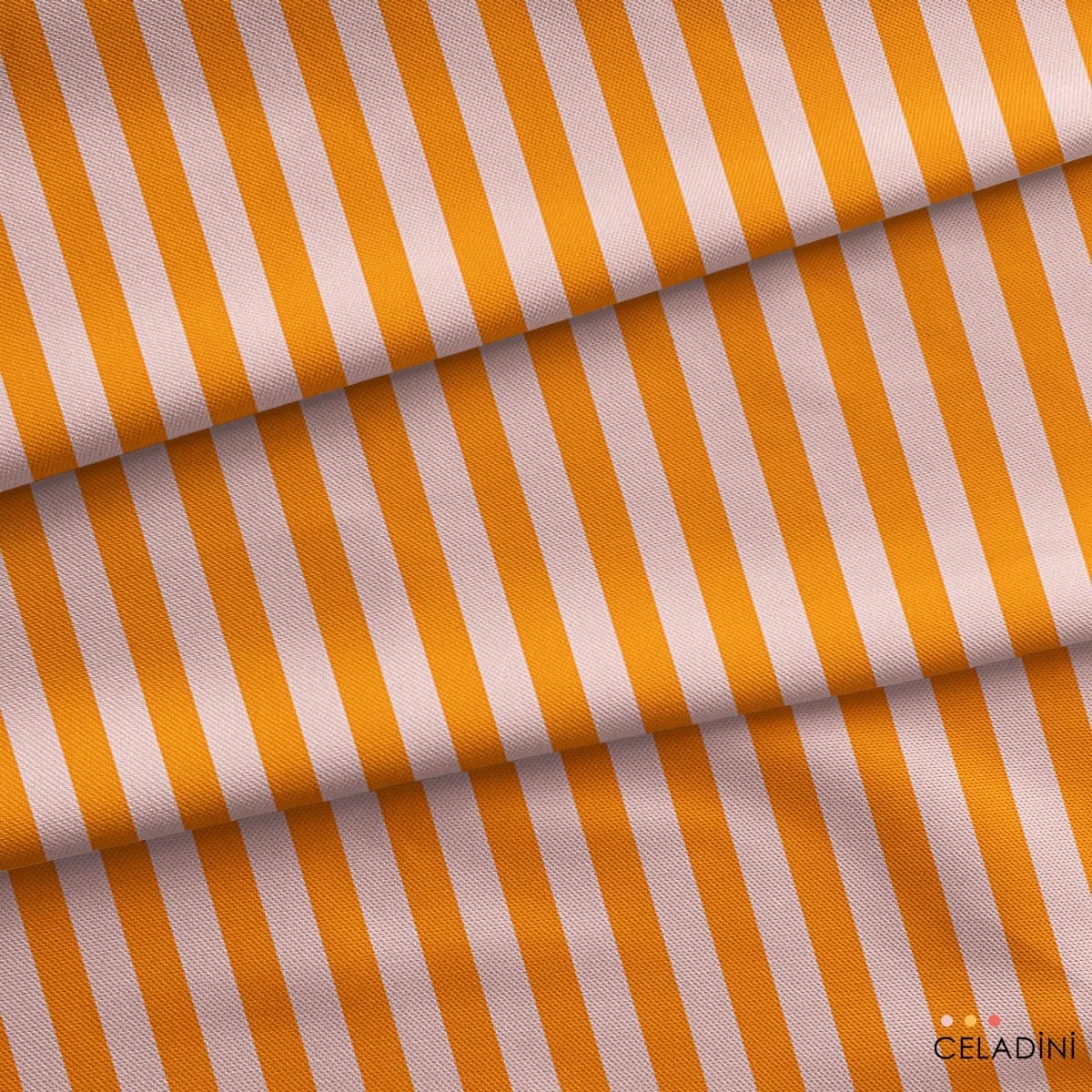 Turuncu / Pudra 2x2 cm Çizgili Kumaş