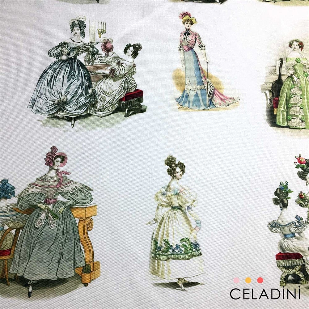 Vintage Kadın Modası Desenli Kumaş