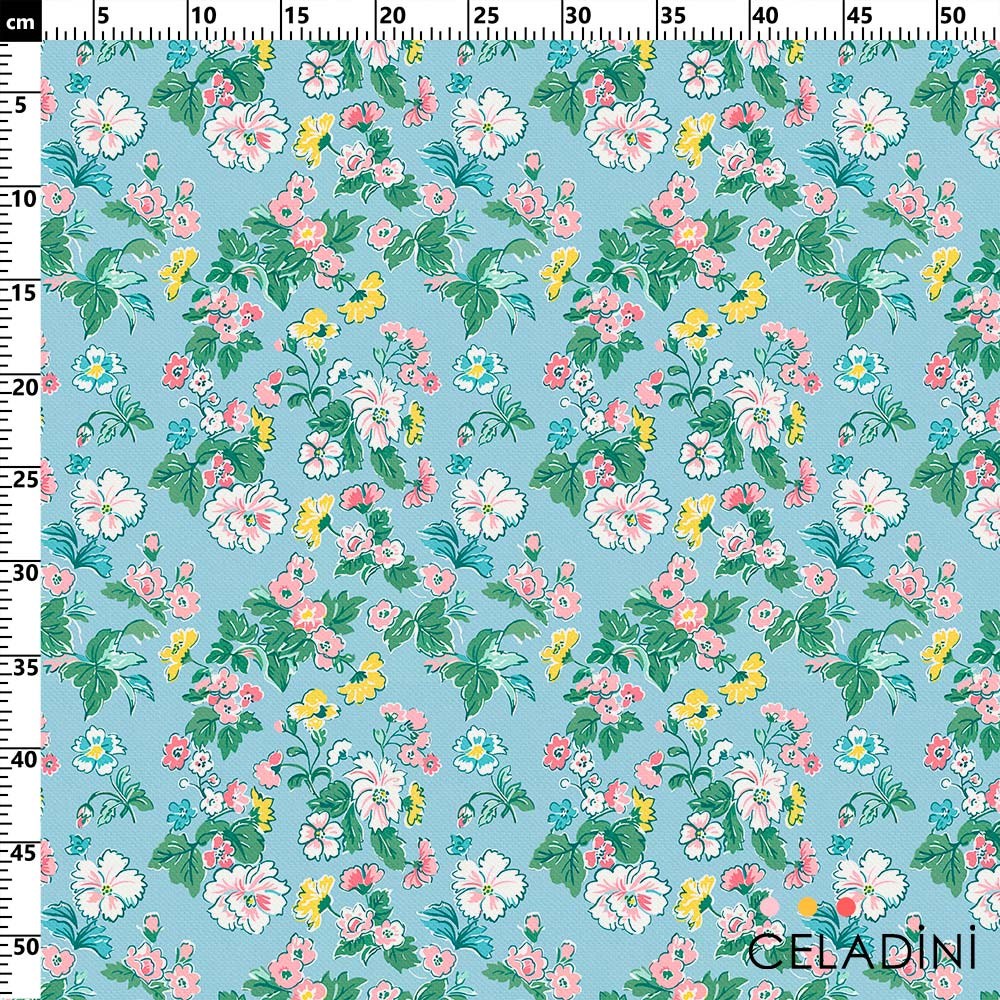 Vintage Pastel Çiçek Desenli Kumaş