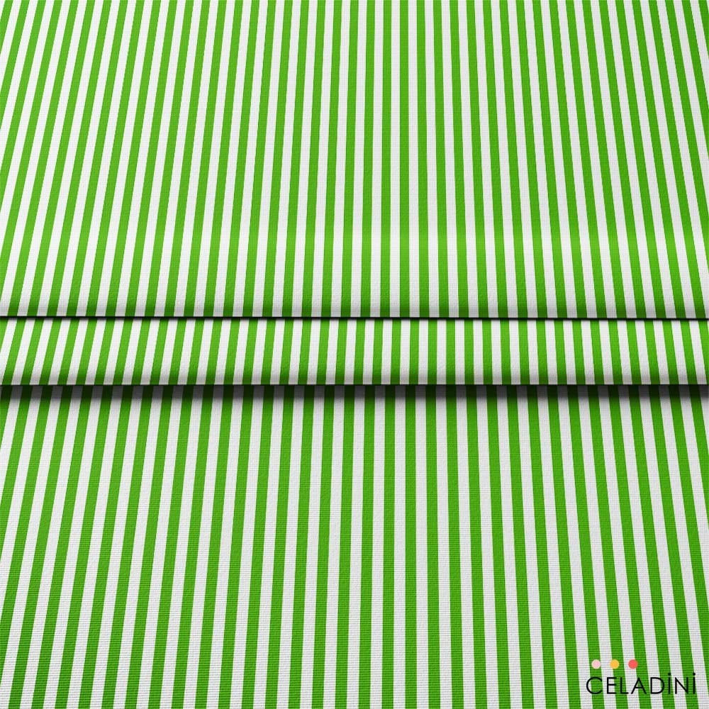 Yeşil Beyaz 1x1 cm Süper İnce Çizgili Kumaş