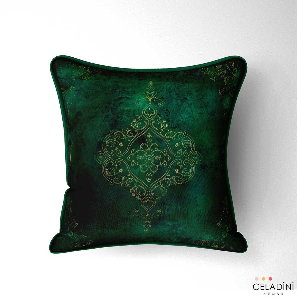 Zümrüt Damask Kırlent Kumaşı