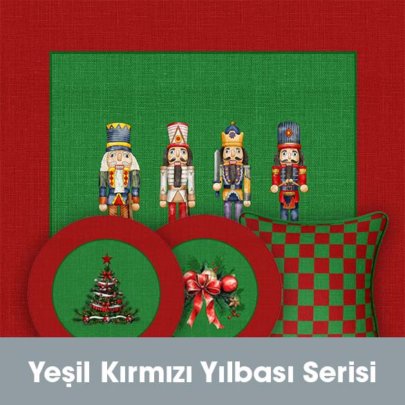 Yeşil Kırmızı Yılbaşı Serisi Kumaşlar