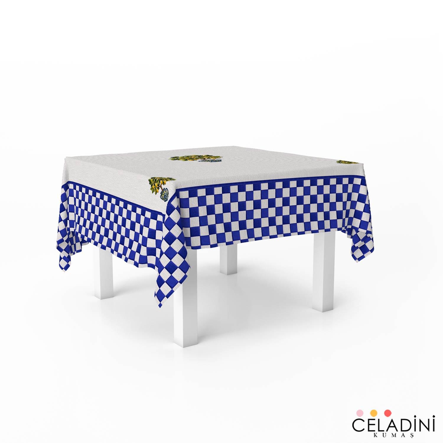 140x140 cm 3D Nakış Efektli Limon Ağacı Masa Örtüsü Kumaşı