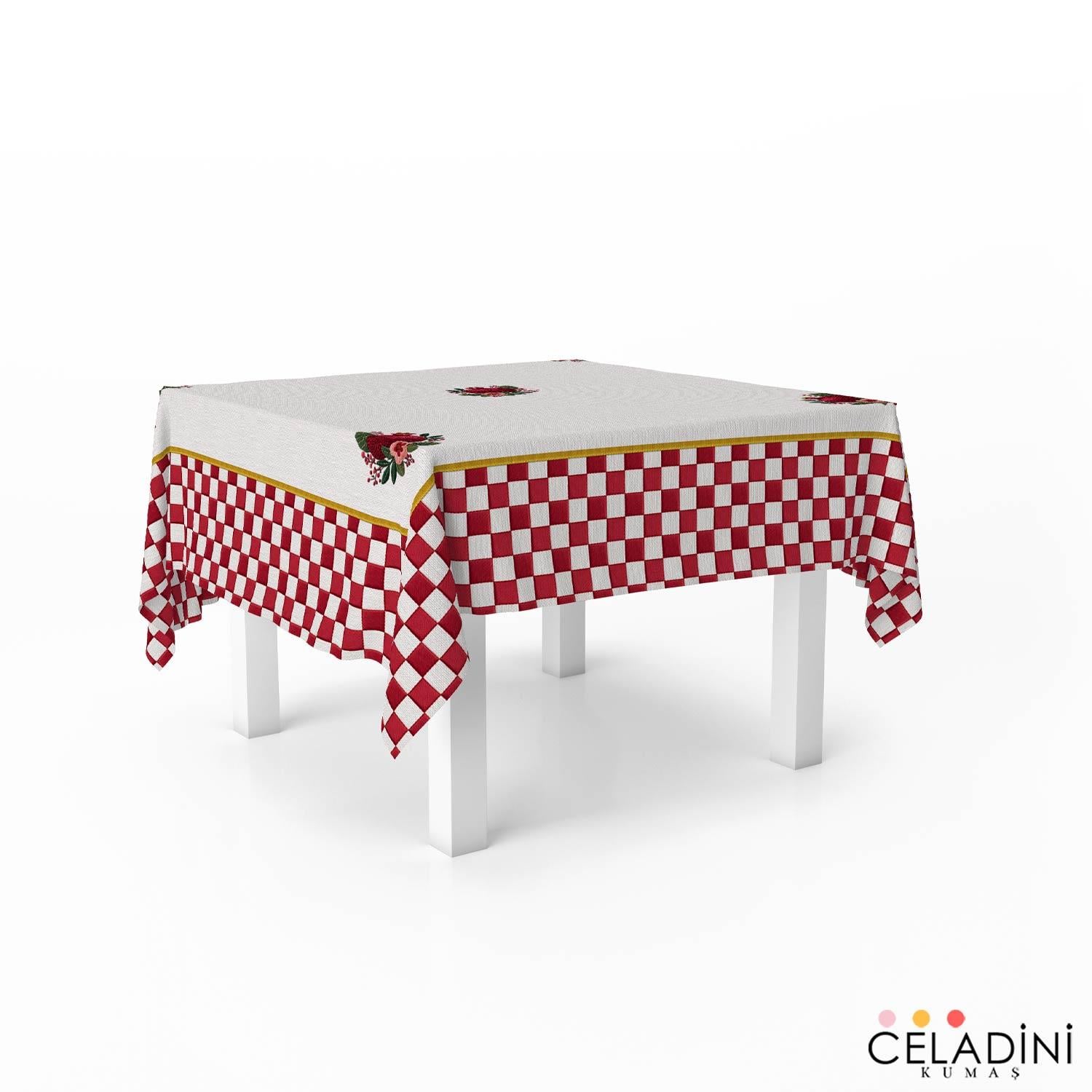140x140 cm 3D Nakış Efektli Nar Masa Örtüsü Kumaşı