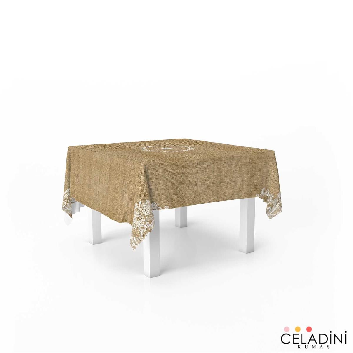 140x140cm Çuval-Dantel Serisi Masa Örtüsü Kumaşı Model-3