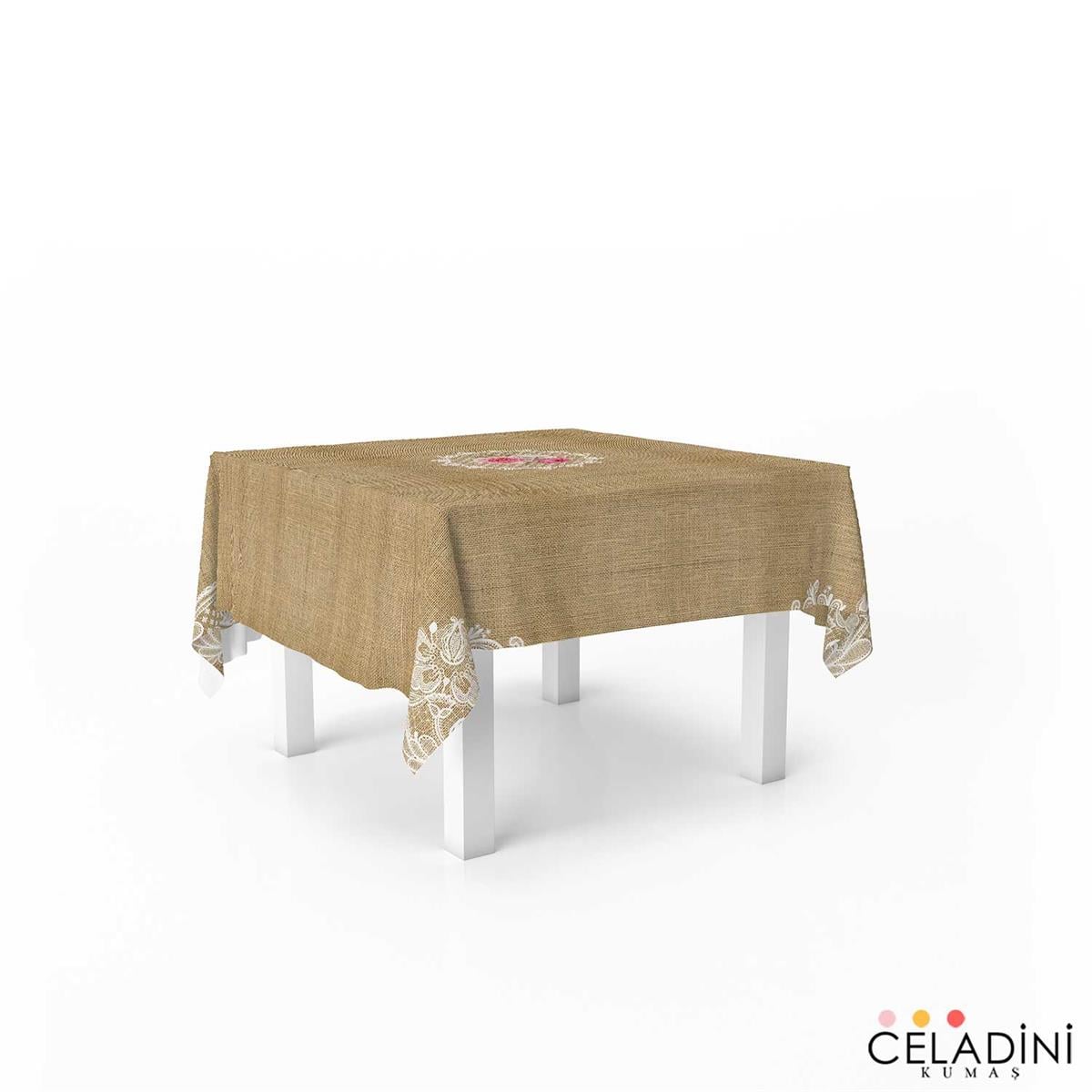 140x140cm Çuval-Dantel Serisi Masa Örtüsü Kumaşı Model-2