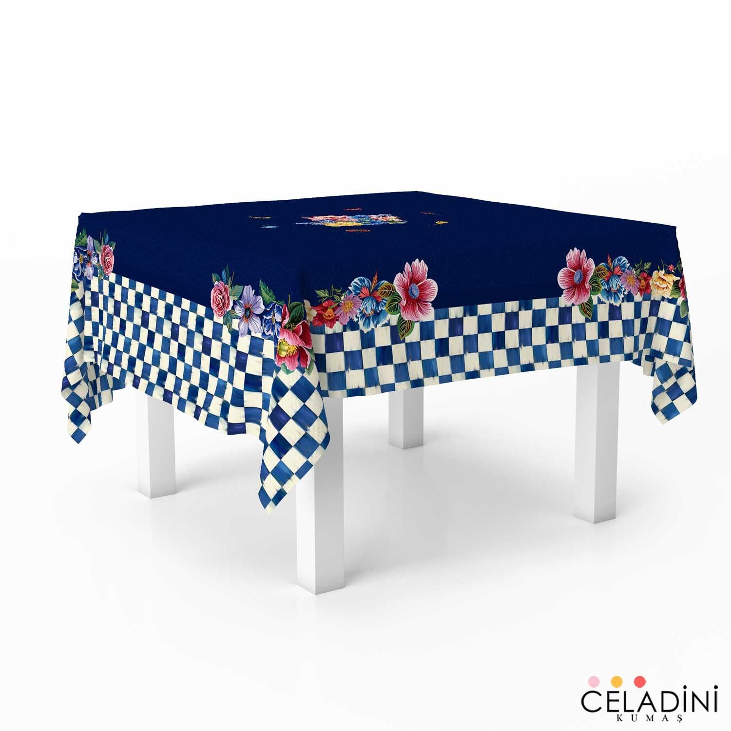 140x140cm Safir Dama Serisi Masa Örtüsü Kumaşı (Model-2)