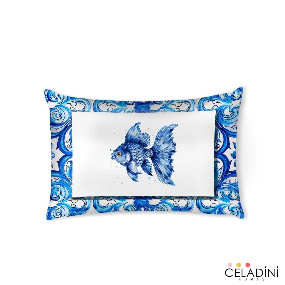35x50 cm Antik Fayans Serisi Kırlent Kumaşı (Model-1)
