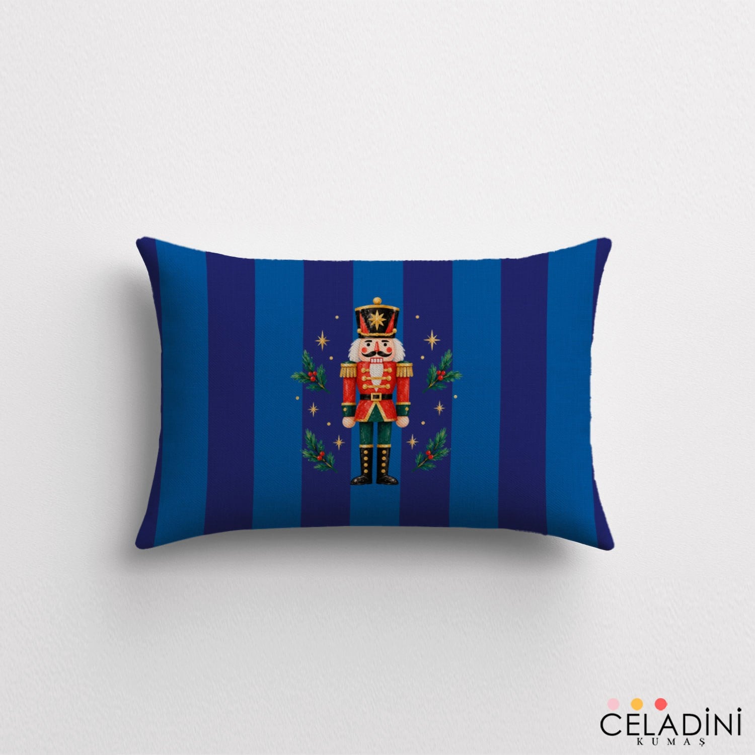 35x50 cm Çizgili Yılbaşı Serisi Kurşun Asker Kırlent Kumaşı