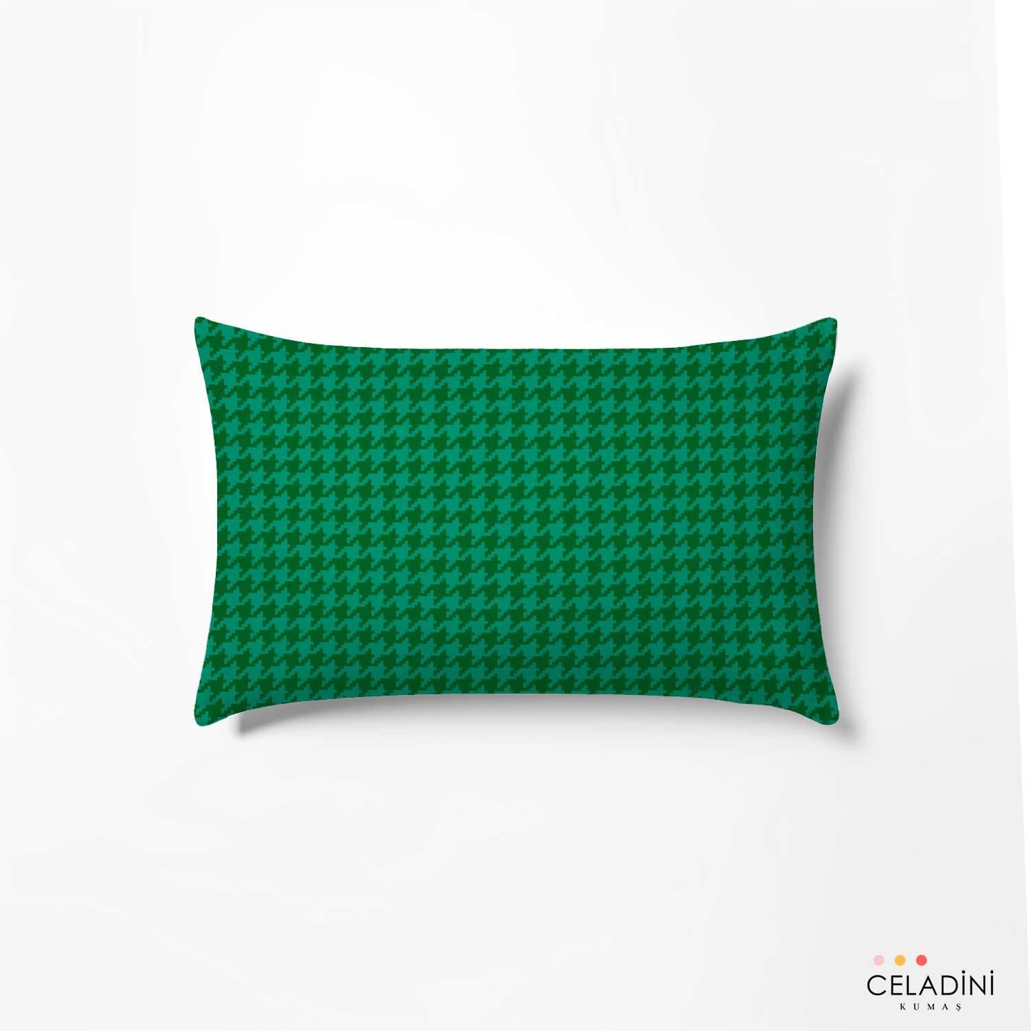 35x50 cm Petrol Yeşili ve Mint Kaz Ayağı Kırlent Kumaşı