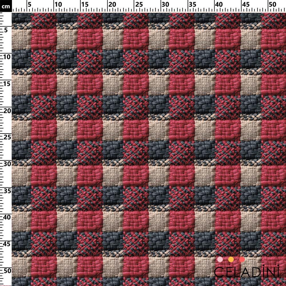 3D Efektli Ekose Kumaş Kod 3696