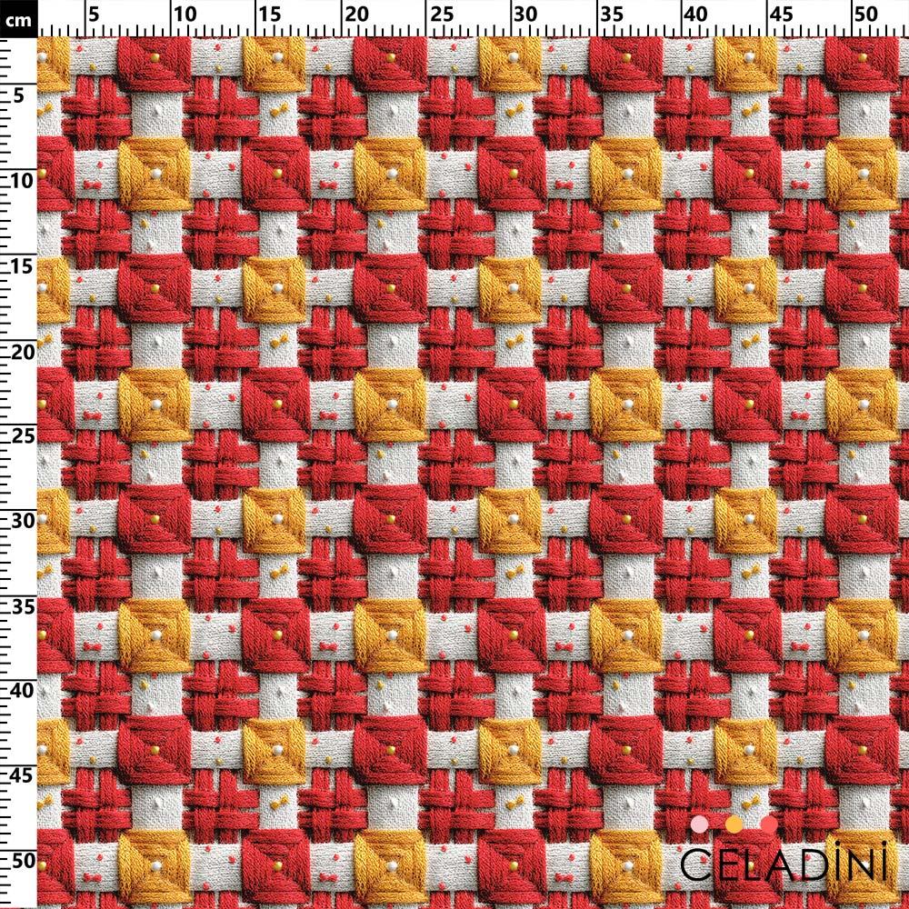 3D Efektli Ekose Kumaş Kod 3744