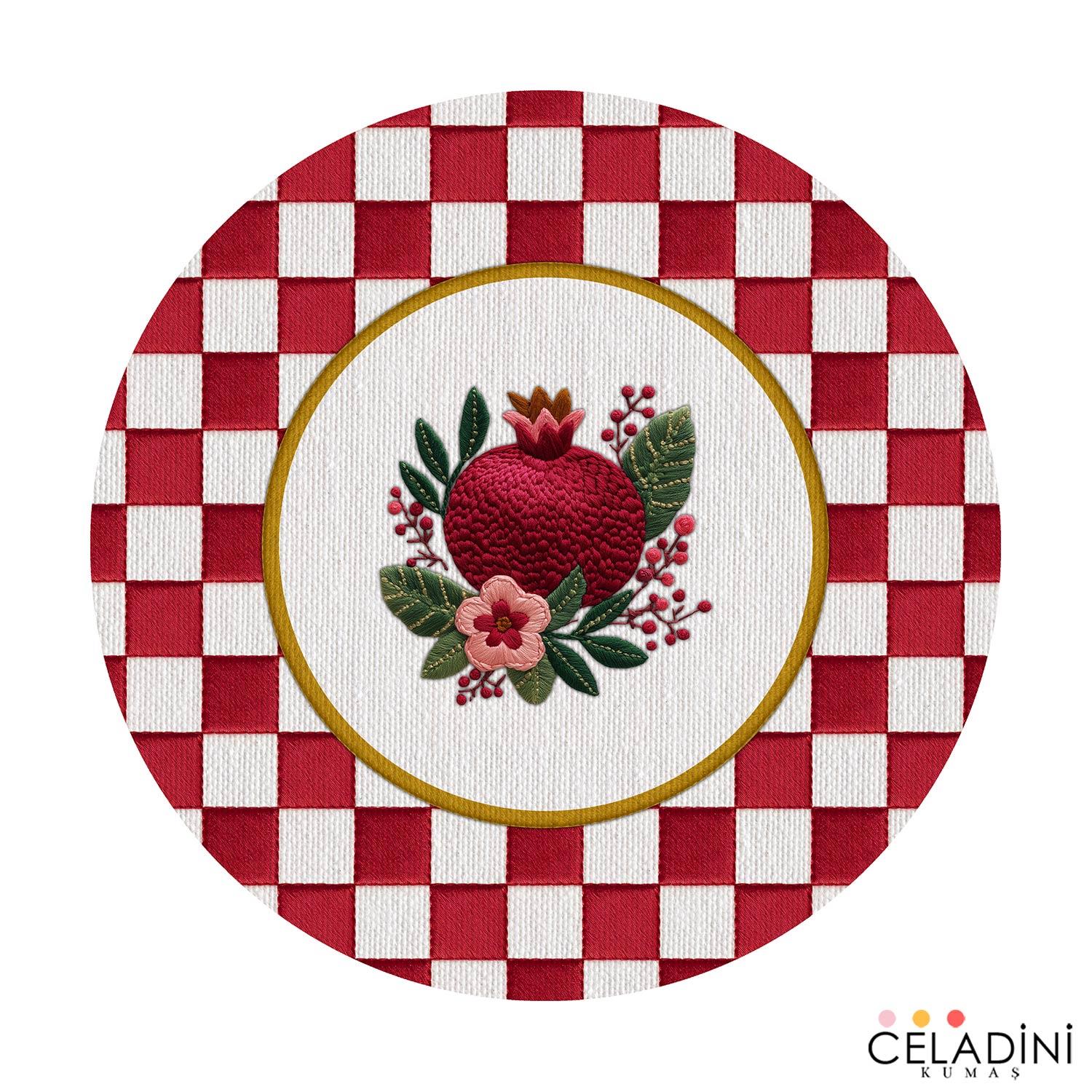 3D Nakış Efektli Nar Supla Kumaşı