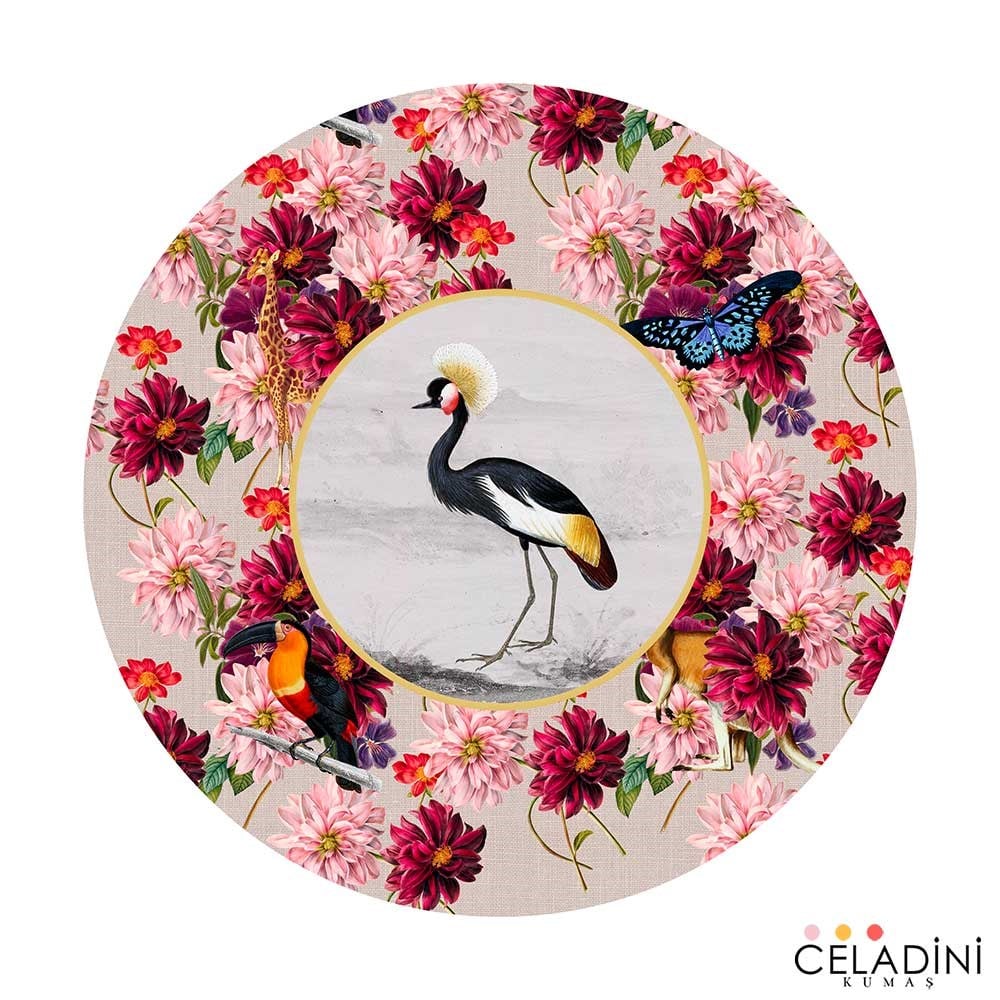 Afrika Serisi Turna Kuşu Desenli Supla Kumaşı