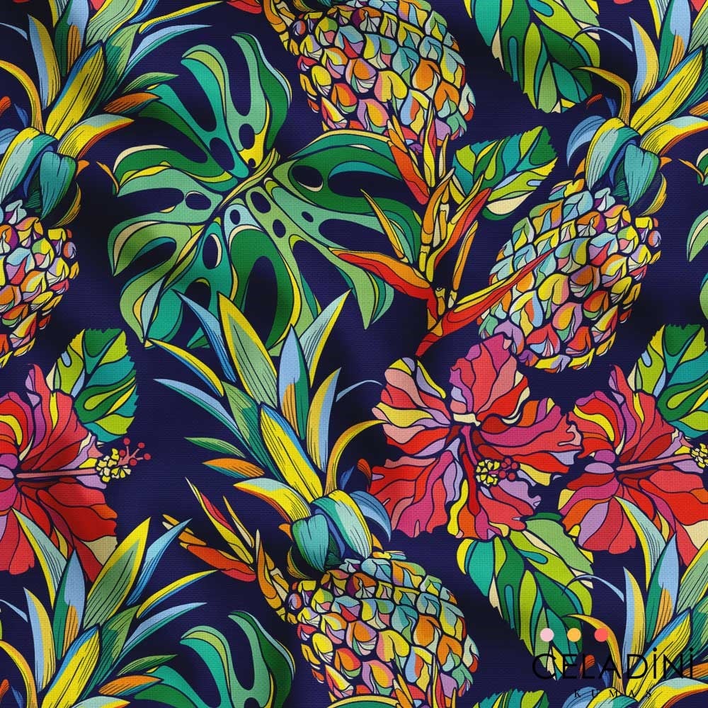 Ananas Devetabanı Orman Desenli Kumaş