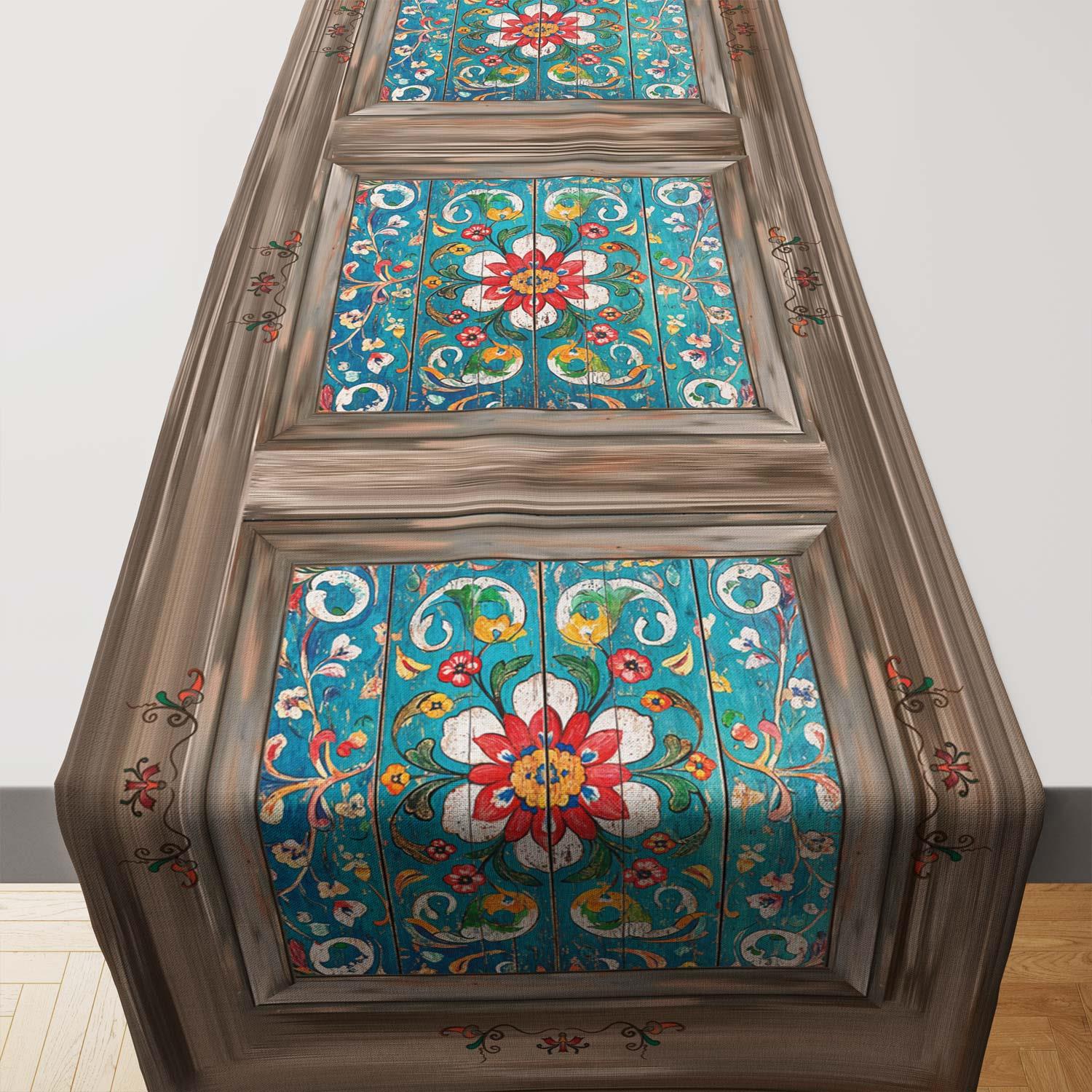 Antik Kapı Desenli Runner Kumaşı Model-5