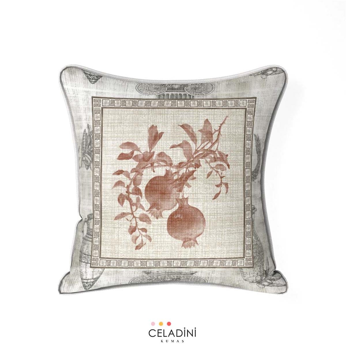 Antik Seri 45x45cm Kırlent Kumaşı Kırmızı