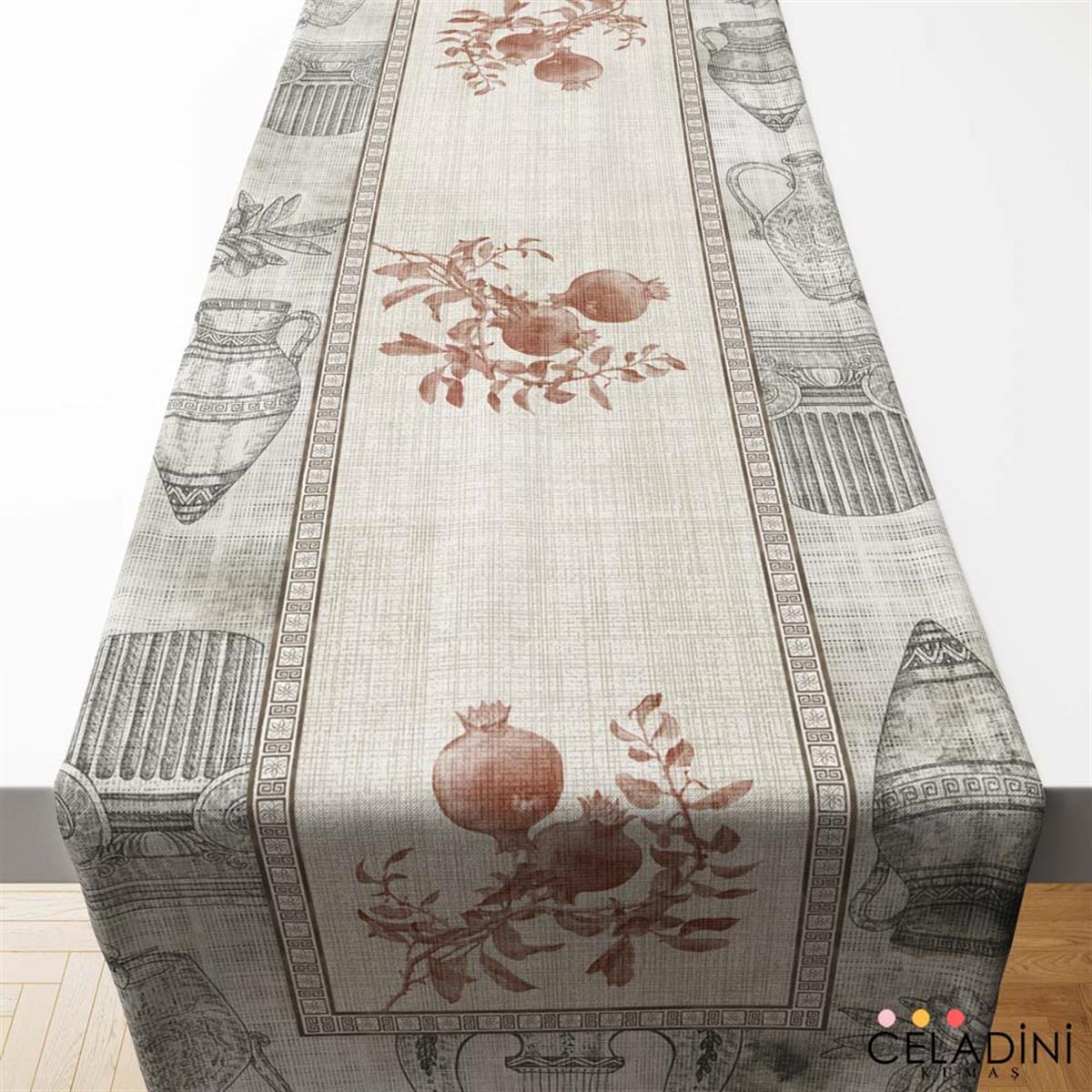 Antik Seri Runner Kumaşı Kırmızı