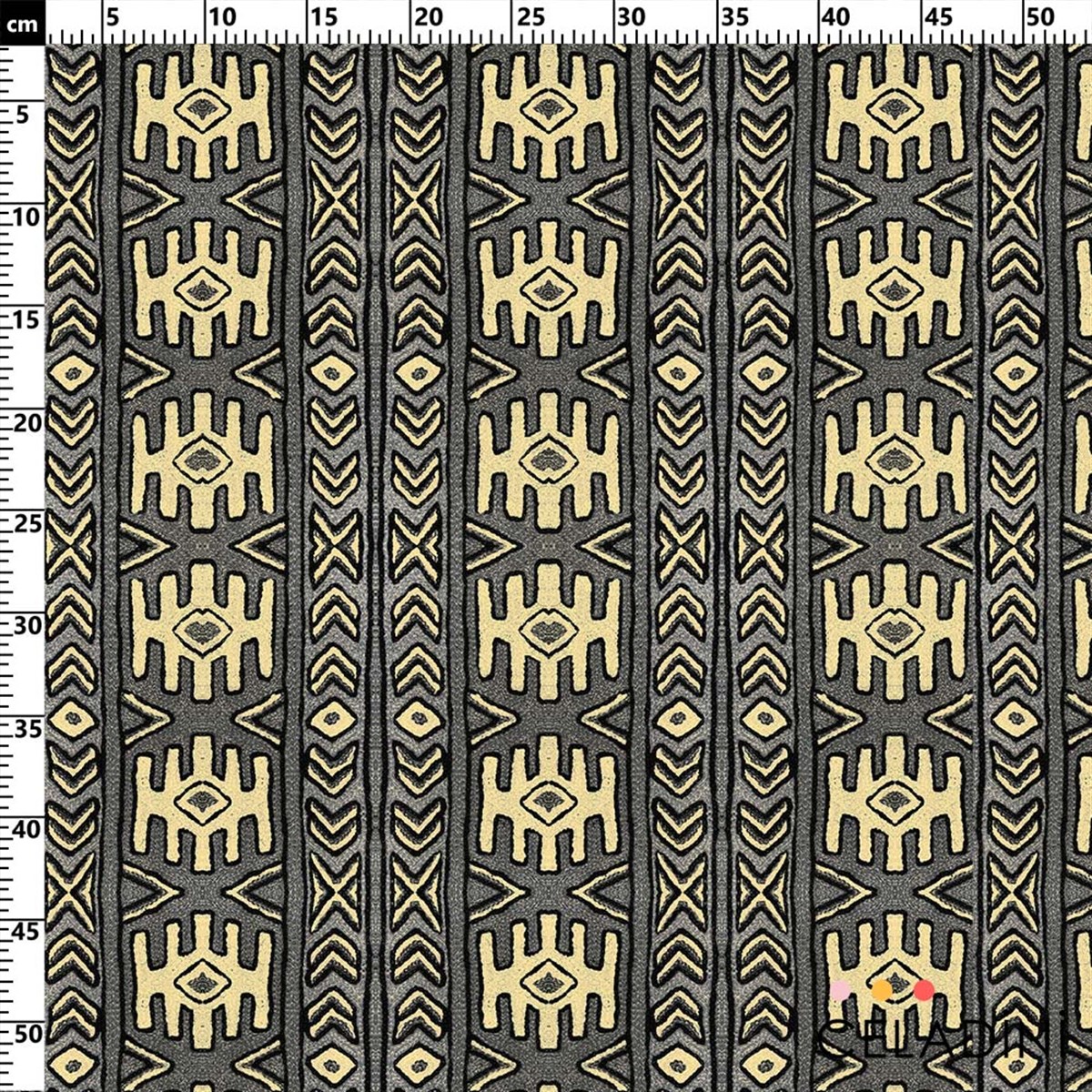 Aztek Kilim Desenli Kumaş (Gri)