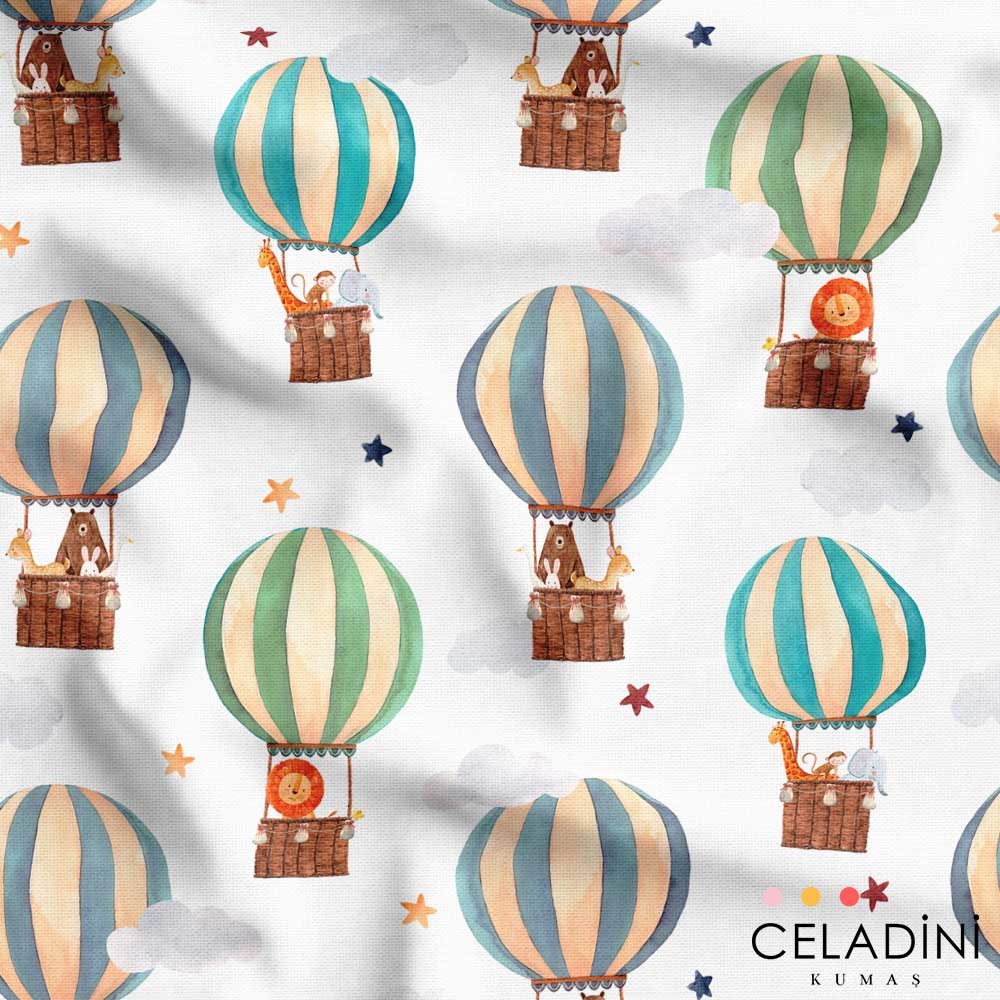 Balonlar Desenli Çocuk Kumaşı