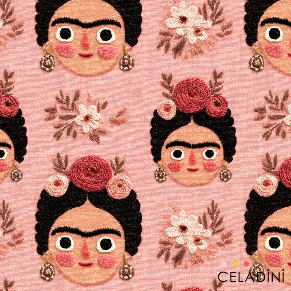 Cimcime Frida 3D Nakış Efektli Kumaş