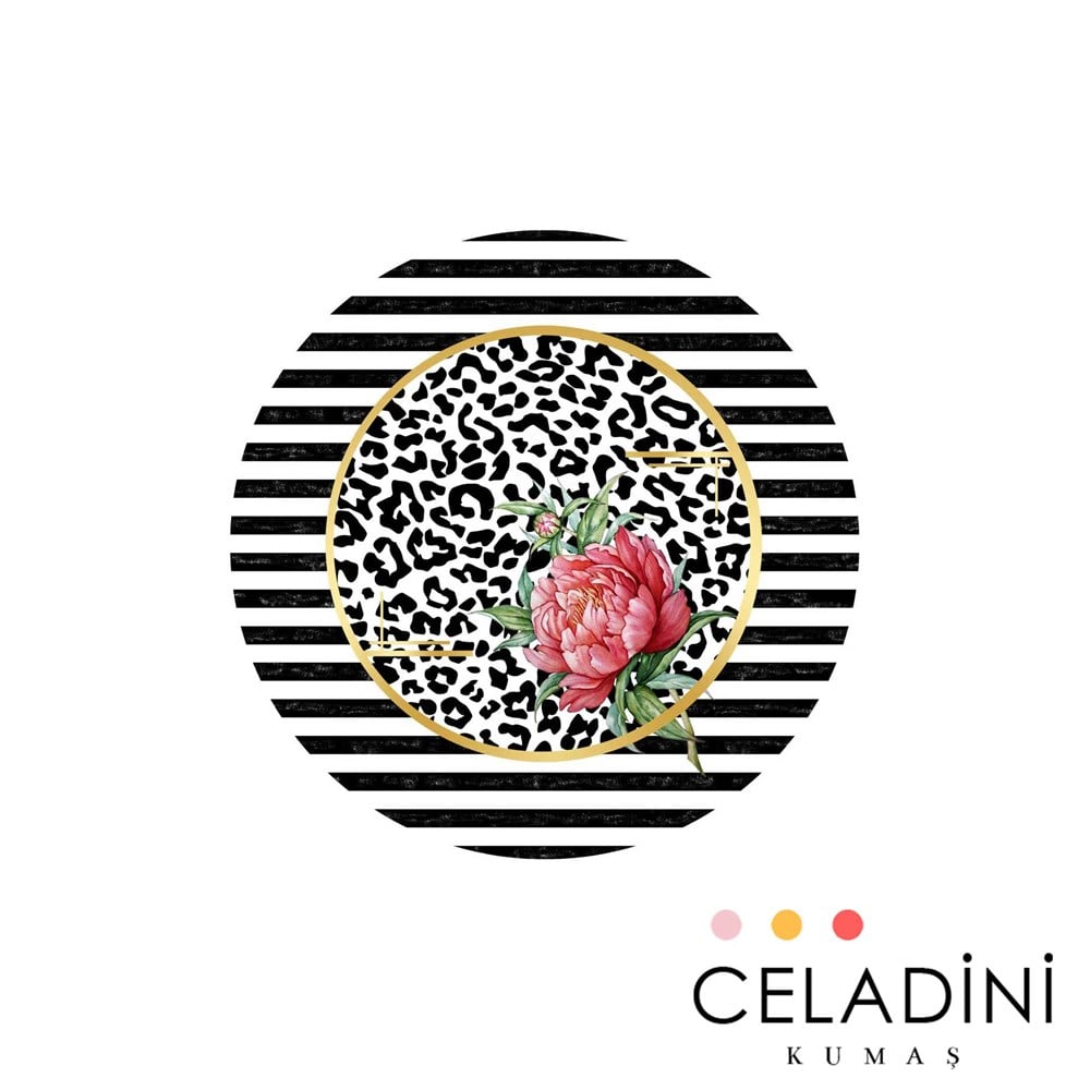 Çizgili Leopar Elegant Çiçekli Supla Kumaşı