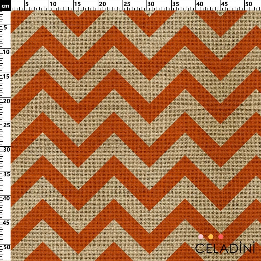 Çuval Görünümlü Turuncu Zigzag Kumaş