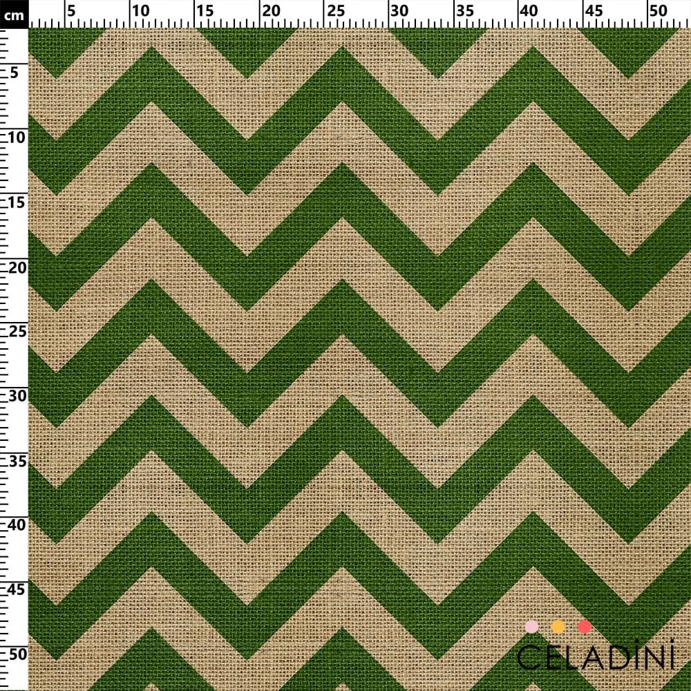 Çuval Görünümlü Yeşil Zigzag Kumaş