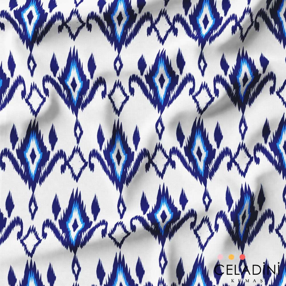 Damask Nazar Boncuğu Desenli Kumaş