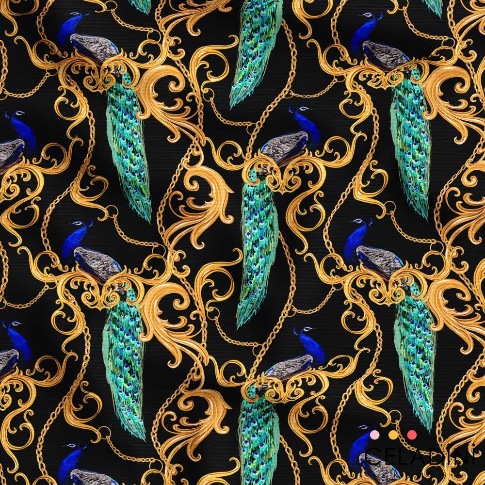 Elegant Tavus Kuşu Desenli Kumaş