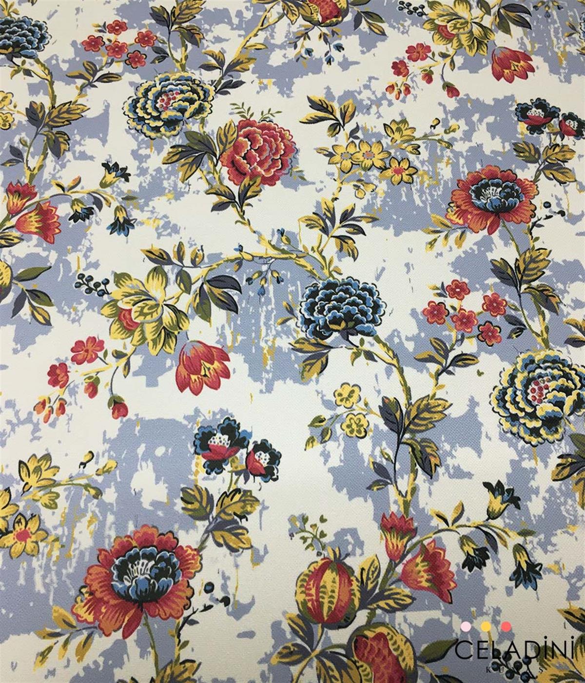 Eskitme Duvar Vintage Çiçekler Desenli Kumaş 