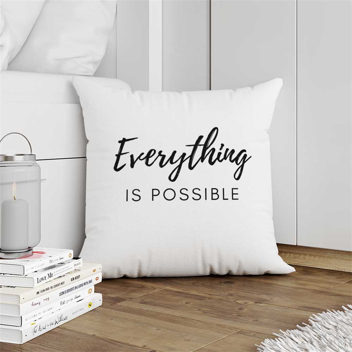 Everything is Possible Yazılı Kırlent Kumaşı