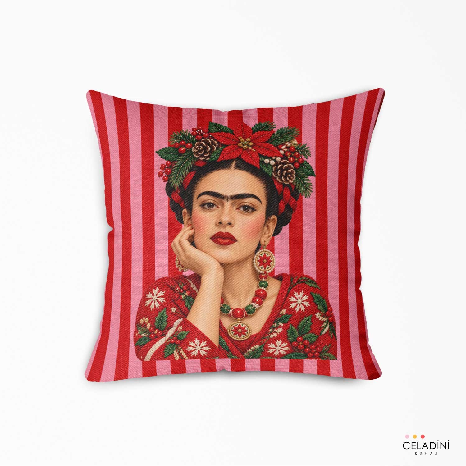 Frida Kahlo Yılbaşı Kırlent Kumaşı