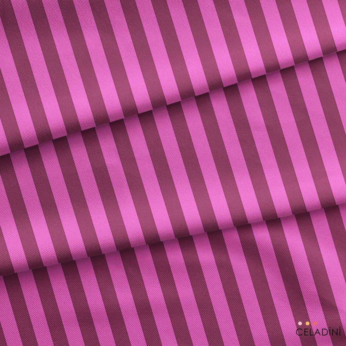 Fuşya / Mürdüm 2x2 cm Çizgili Kumaş