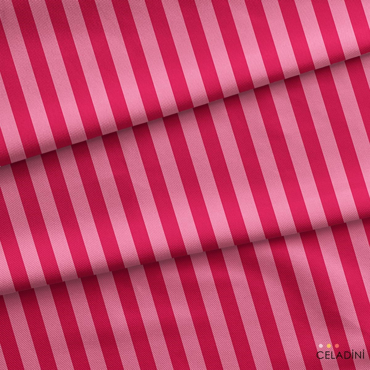 Fuşya / Pembe 2x2 cm Çizgili Kumaş