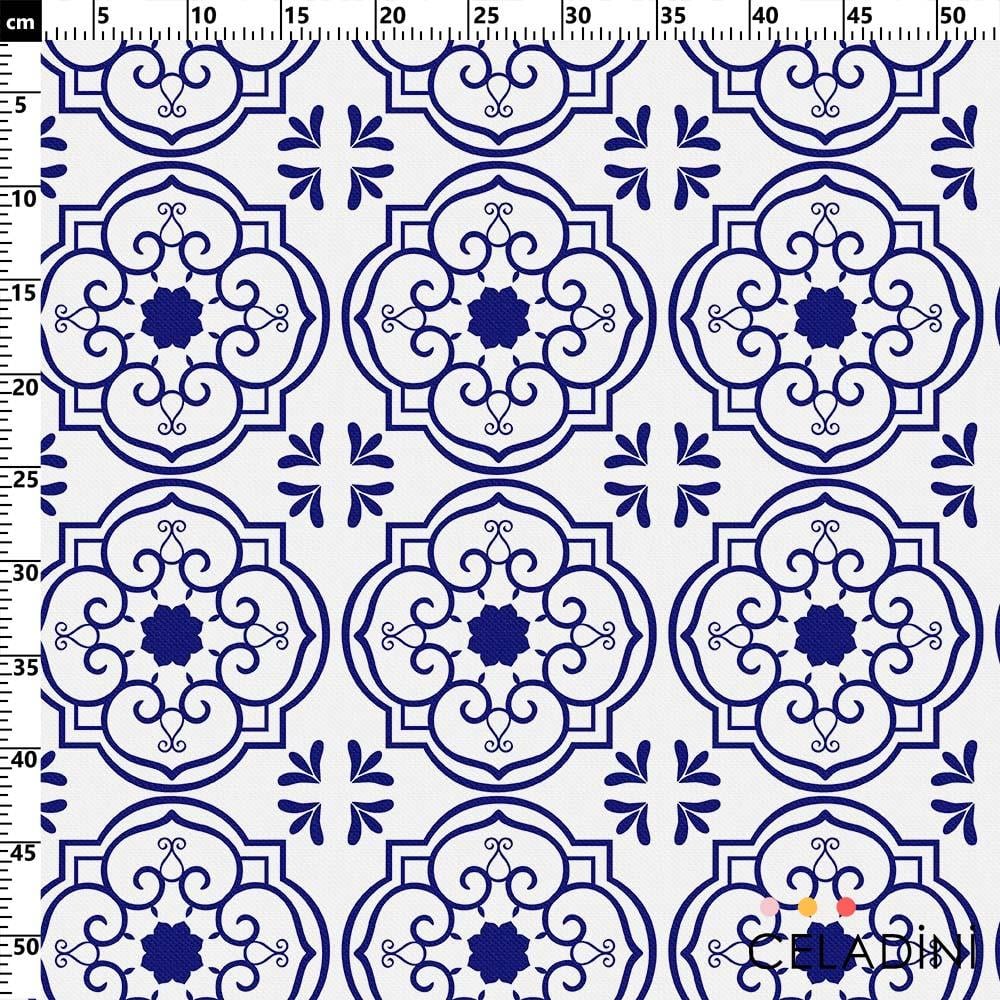 Geometrik Çini Desenli Ramazan Serisi Kumaş Lacivert