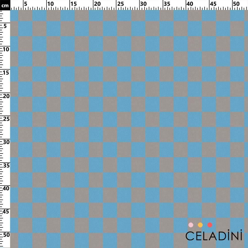 Gri Mavi Damalı Kumaş