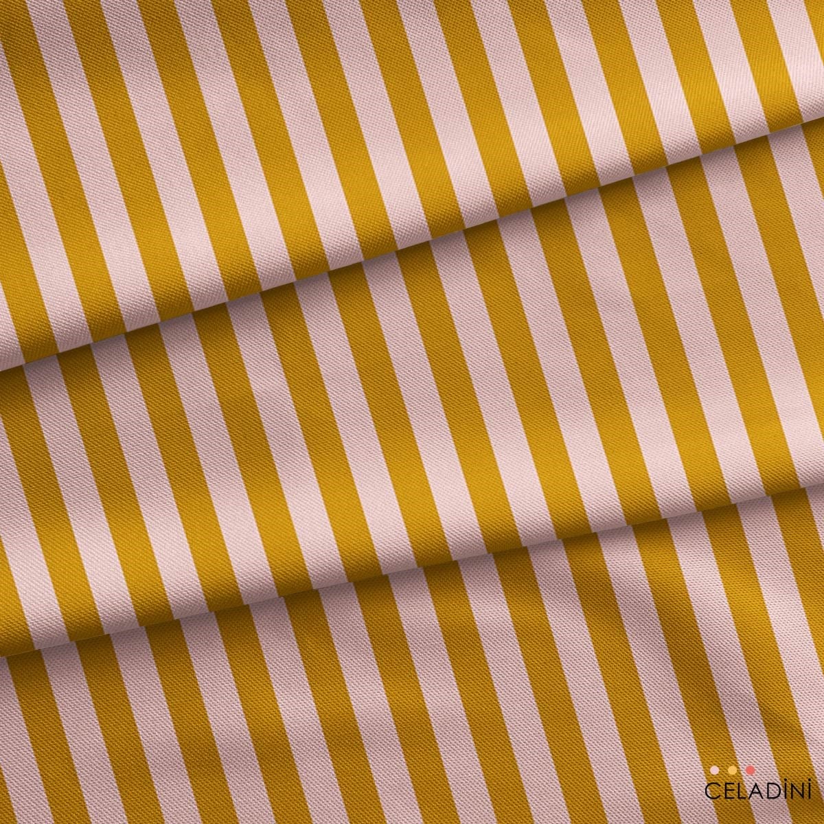 Hardal / Pudra 2x2 cm Çizgili Kumaş