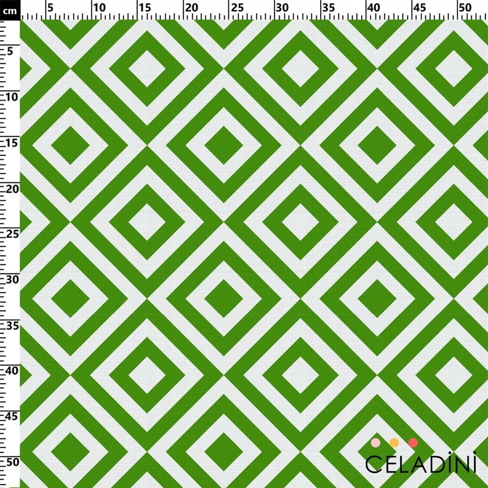 İç İçe Kare Baklava Desenli Kumaş (Yeşil)