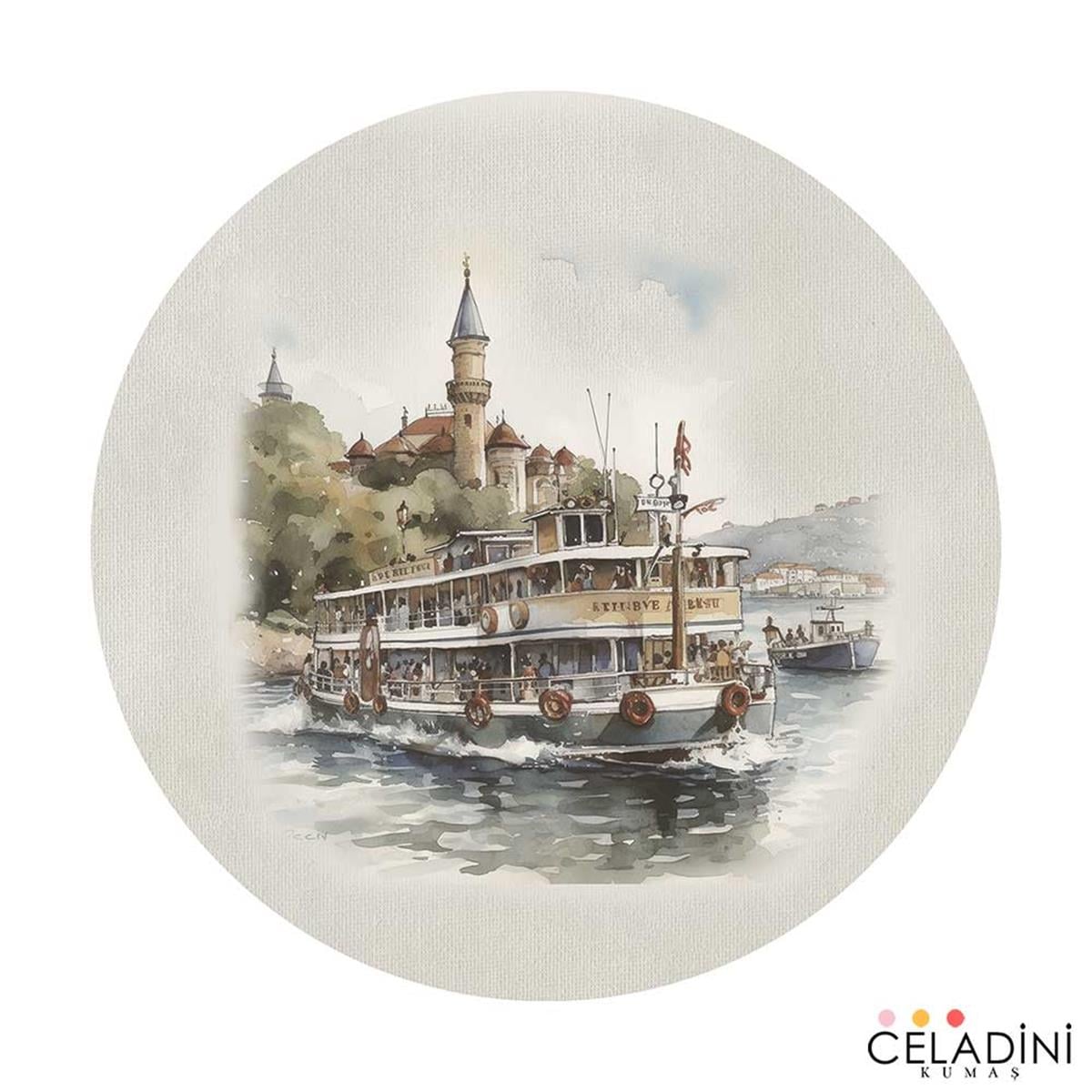 İstanbul Serisi Boğaz ve Vapur Desenli Supla Kumaşı
