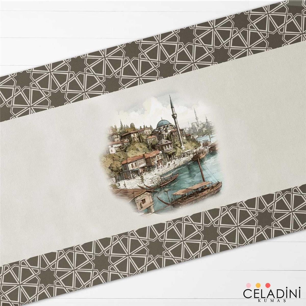 İstanbul Serisi Nostalji Boğaz Desenli Runner Kumaşı