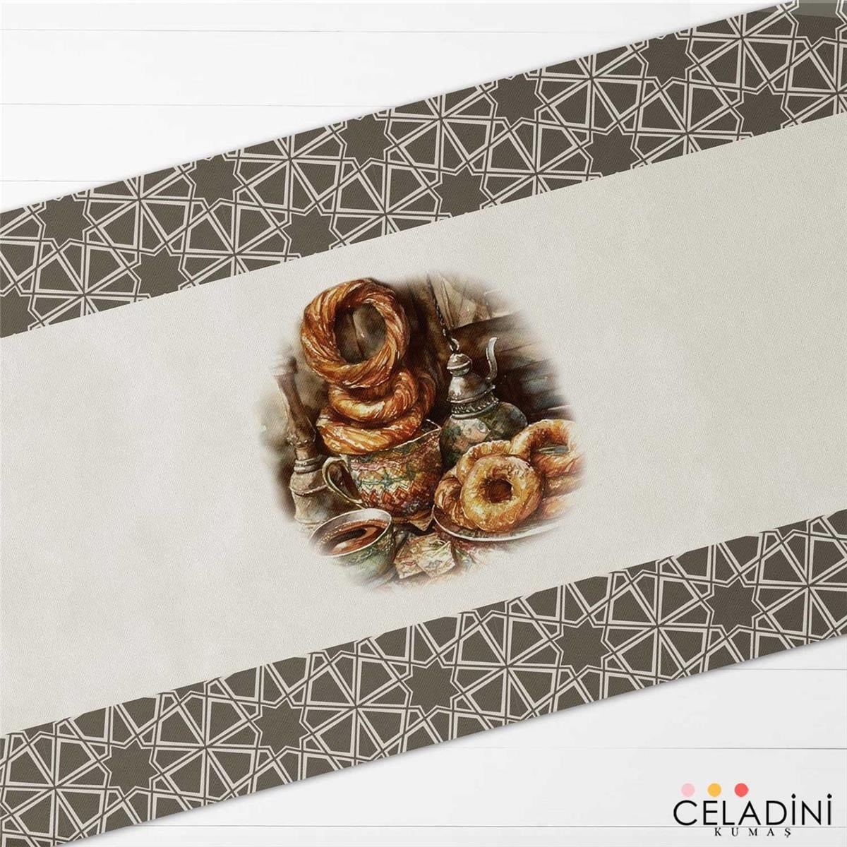 İstanbul Serisi Simit Desenli Runner Kumaşı